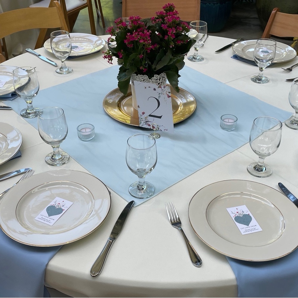 14 light blue table squares